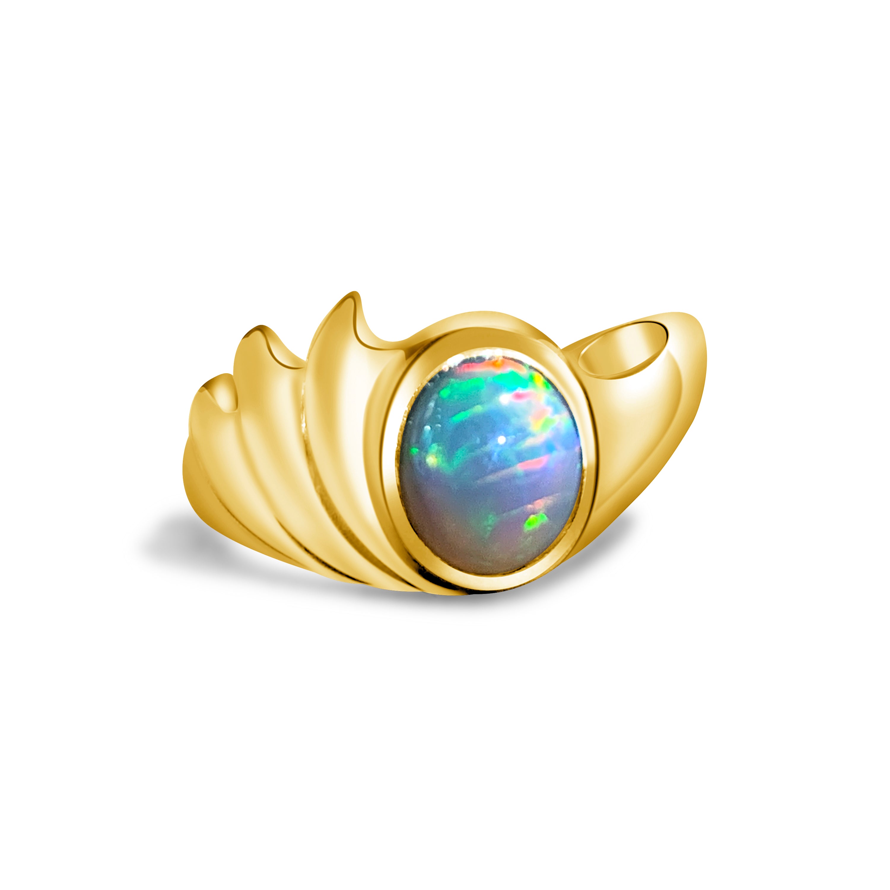18kt Opera House design ring with Black Opal 0.9ct - Masterpiece Jewellery Opal & Gems Sydney Australia | Online Shop