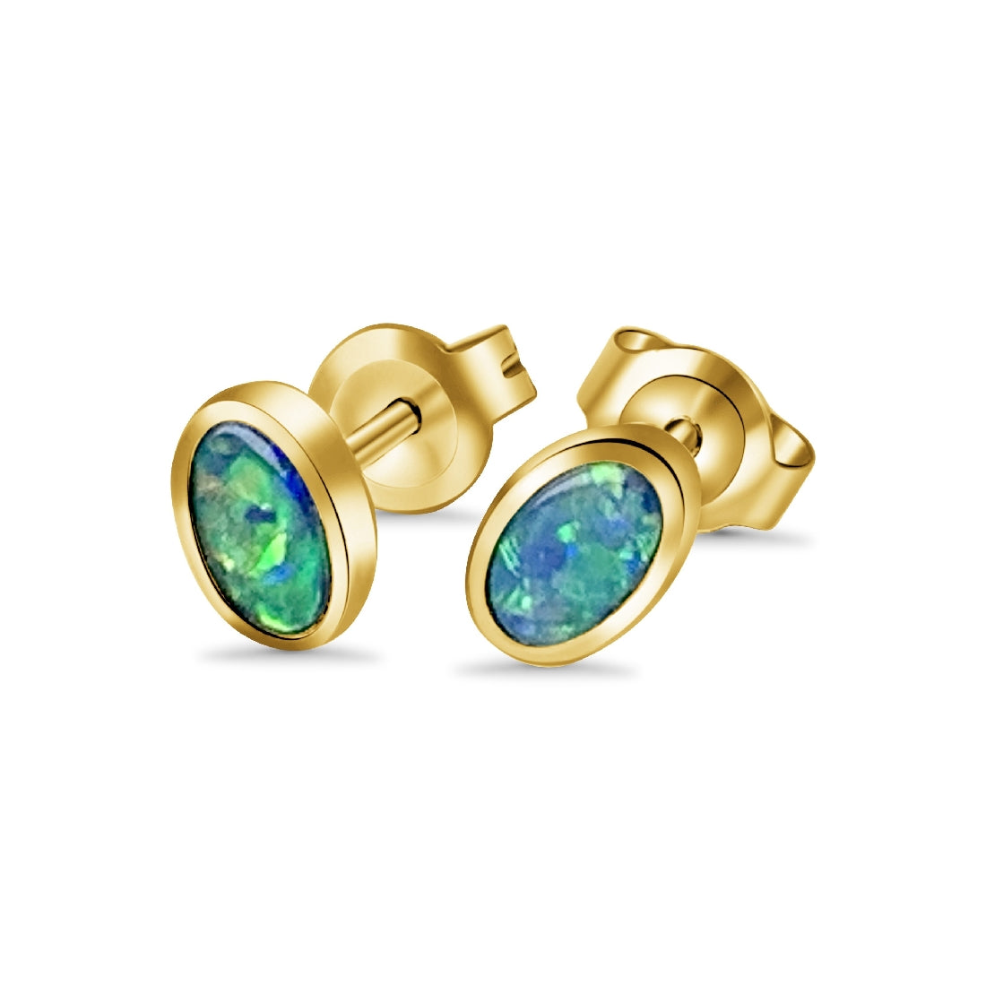 14kt Yellow Gold 5x3mm Opal studs - Masterpiece Jewellery Opal & Gems Sydney Australia | Online Shop
