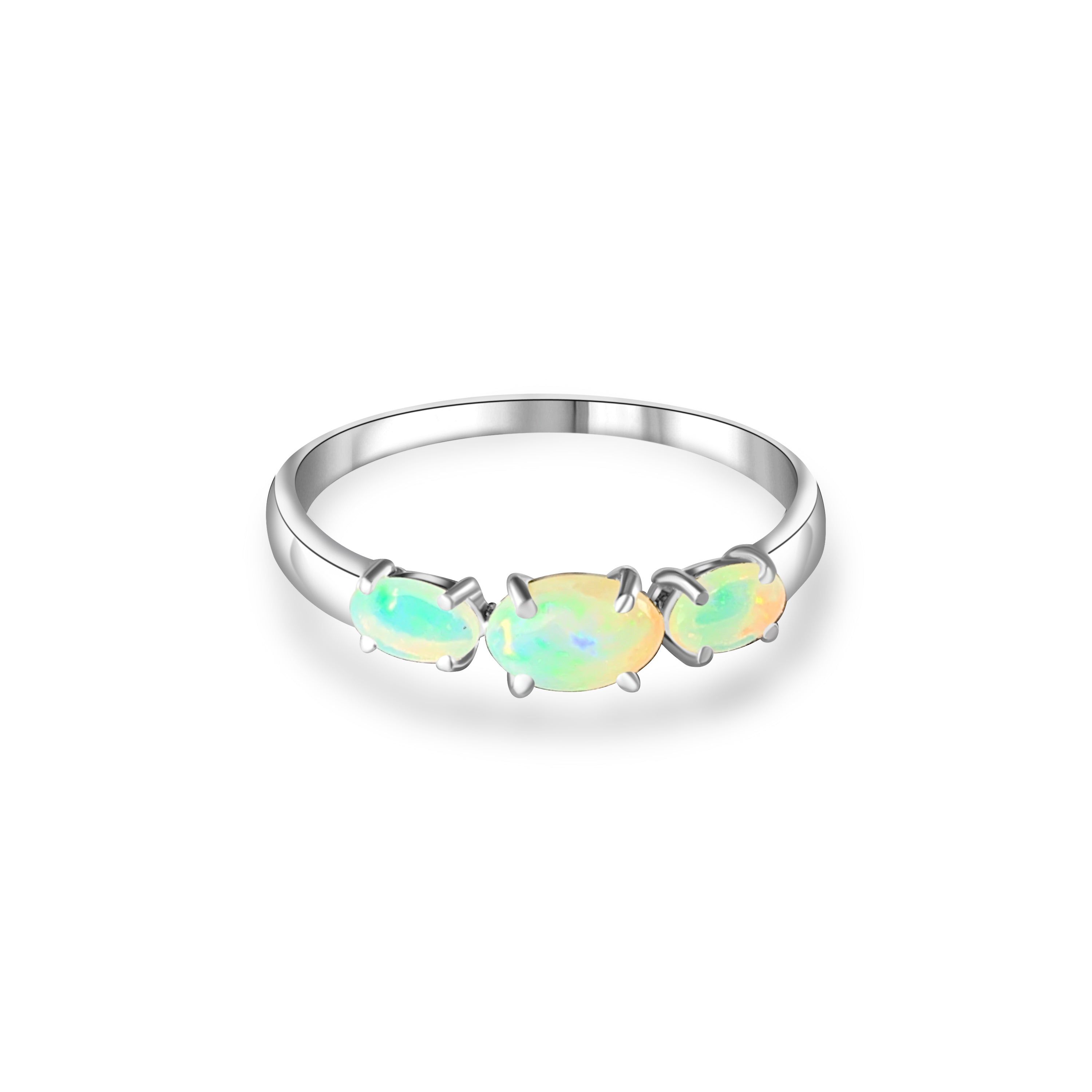 Sterling Silver 3 Opal Oval ring - Masterpiece Jewellery Opal & Gems Sydney Australia | Online Shop