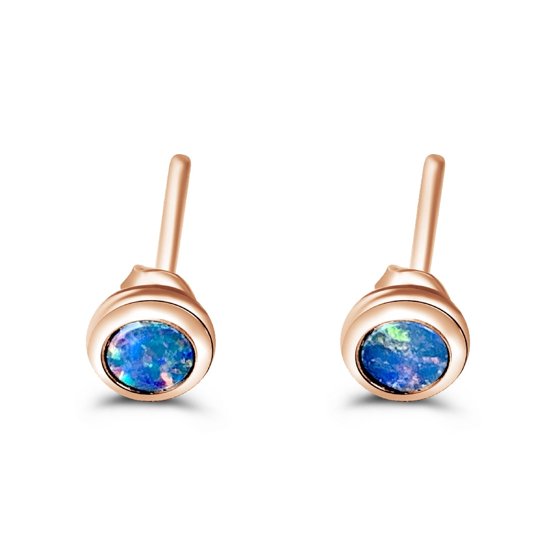 14kt Rose Gold 3mm Opal studs round - Masterpiece Jewellery Opal & Gems Sydney Australia | Online Shop