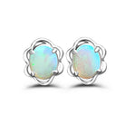 Sterling Silver 10x8mm White Opal fancy studs floral - Masterpiece Jewellery Opal & Gems Sydney Australia | Online Shop