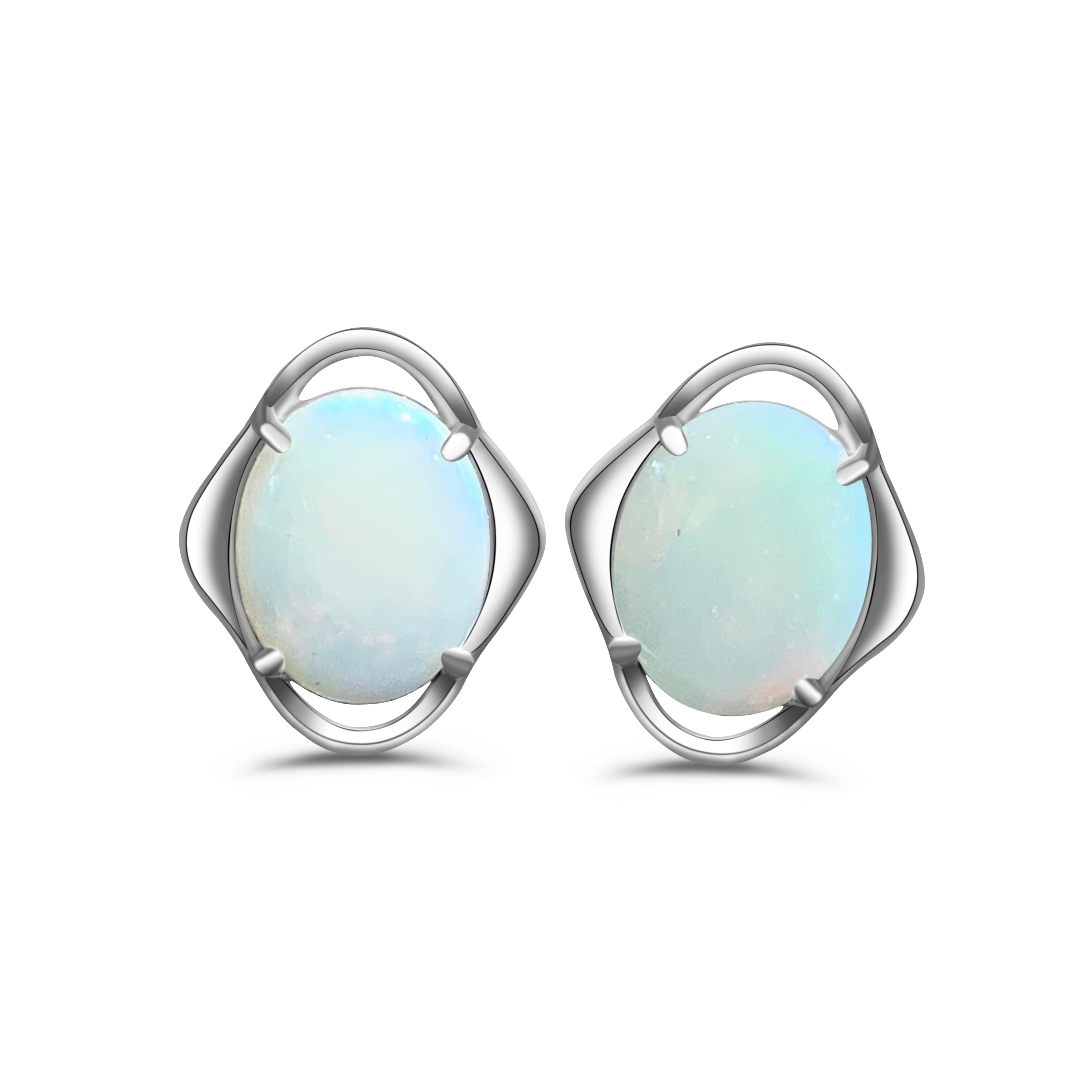 Sterling Silver 10x8mm White Opal fancy floral studs - Masterpiece Jewellery Opal & Gems Sydney Australia | Online Shop