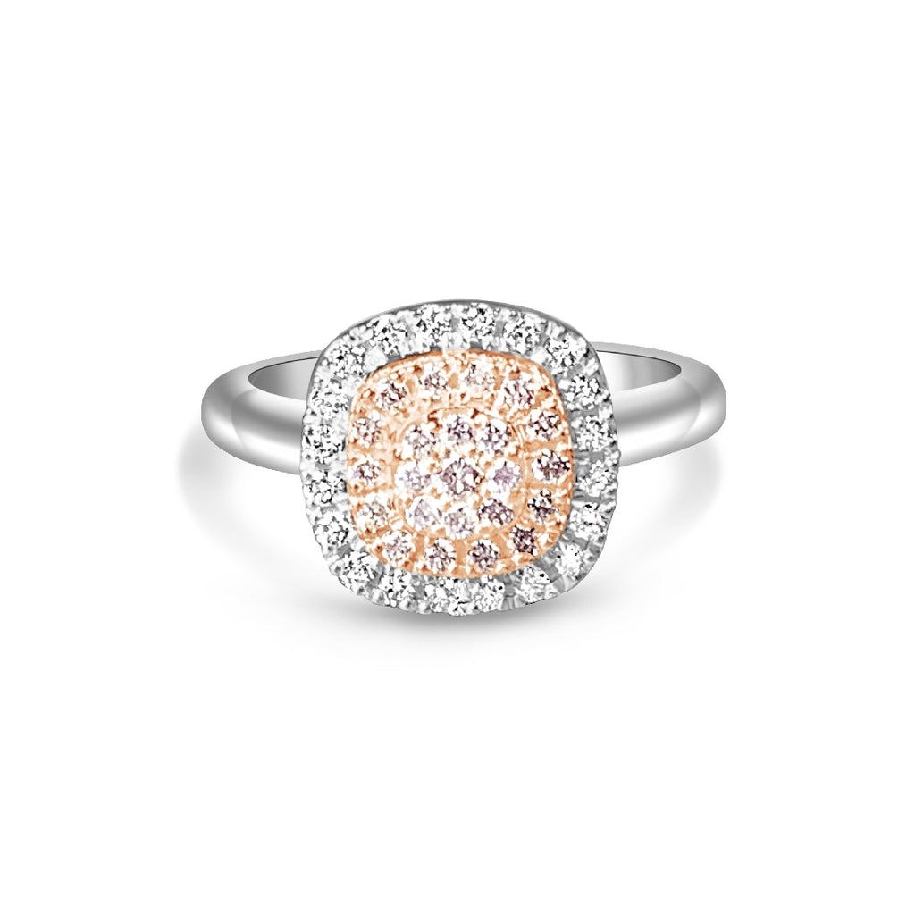 Platinum and Rose Gold cluster Pink Diamond and White Diamond ring - Masterpiece Jewellery Opal & Gems Sydney Australia | Online Shop