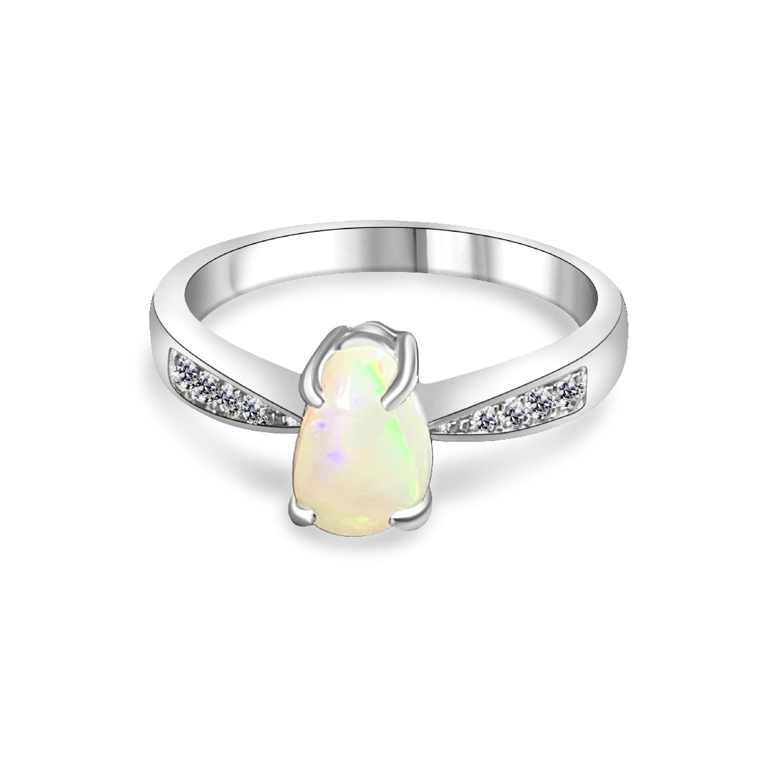 Sterling Silver White Opal 7.2x4.8mm ring - Masterpiece Jewellery Opal & Gems Sydney Australia | Online Shop