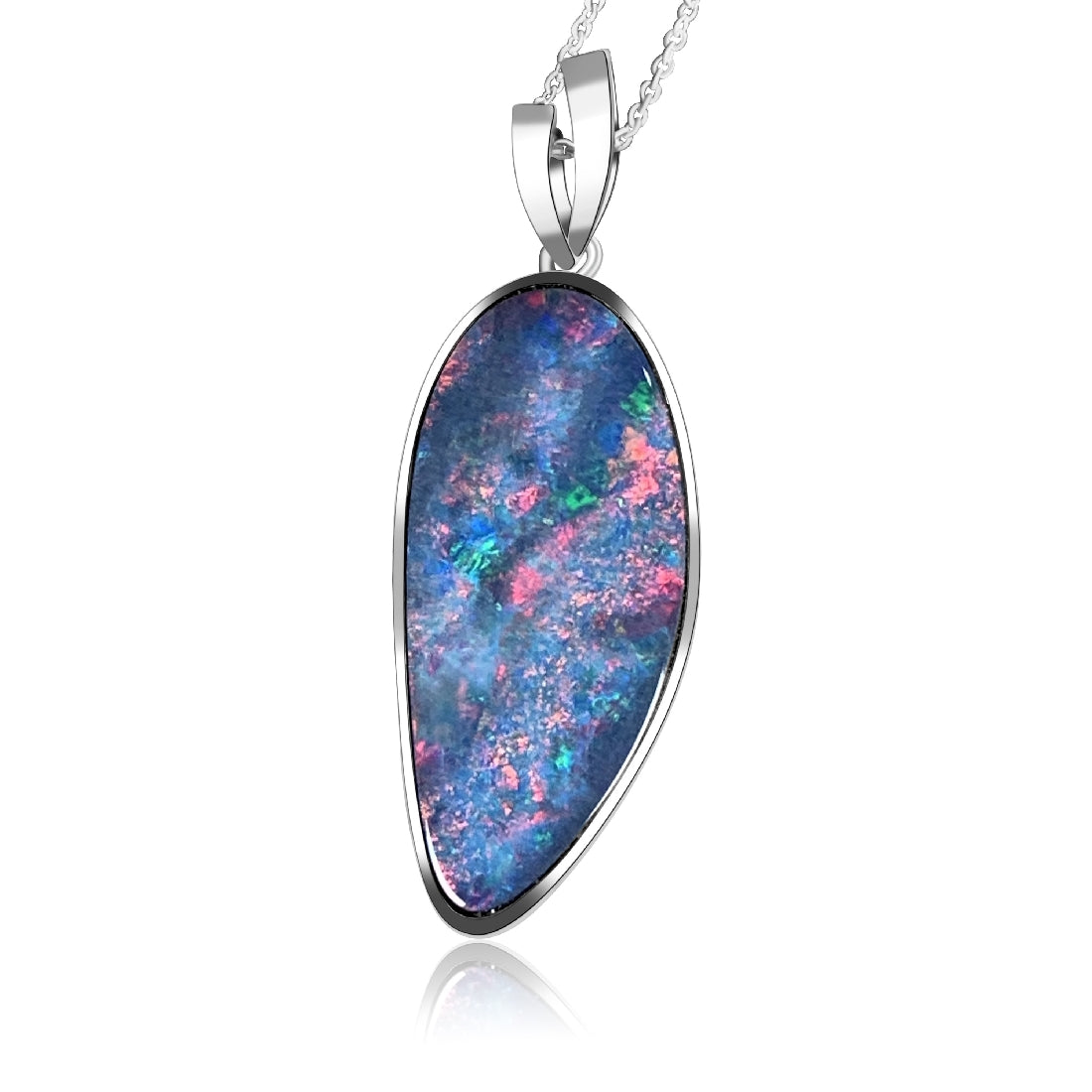 Sterling Silver Freeform 18.89ct Opal doublet pendant - Masterpiece Jewellery Opal & Gems Sydney Australia | Online Shop