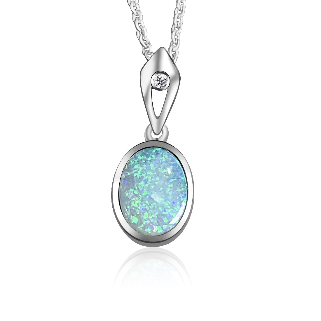 Sterling Silver 8x6mm Opal doublet pendant - Masterpiece Jewellery Opal & Gems Sydney Australia | Online Shop