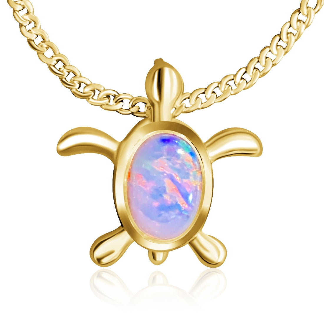 Sterling Silver gold plated 6x4mm White Opal turtle pendant - Masterpiece Jewellery Opal & Gems Sydney Australia | Online Shop