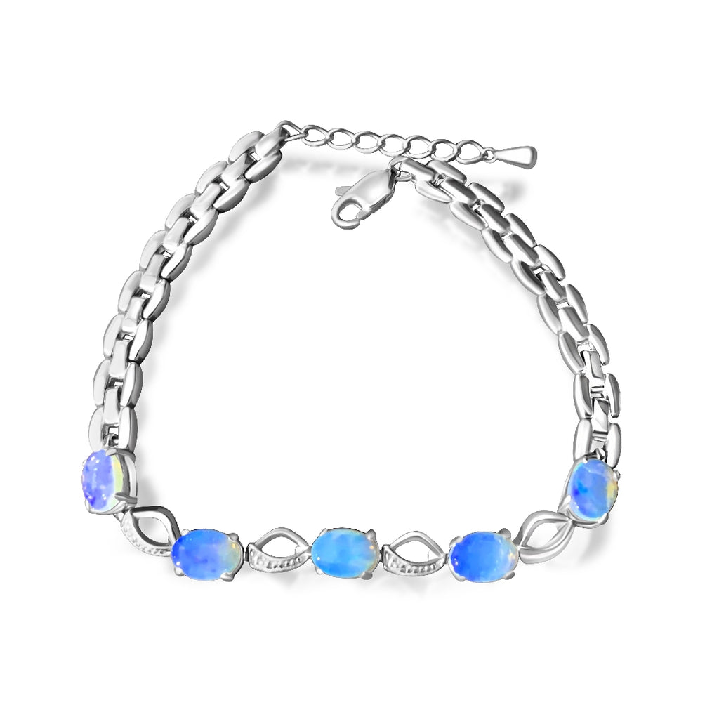 Sterling Silver 8x6mm Light Opal Blue bracelet 19.5cm - Masterpiece Jewellery Opal & Gems Sydney Australia | Online Shop