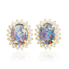 Gold Plated Silver 10x8mm Opal triplet cluster earrings - Masterpiece Jewellery Opal & Gems Sydney Australia | Online Shop