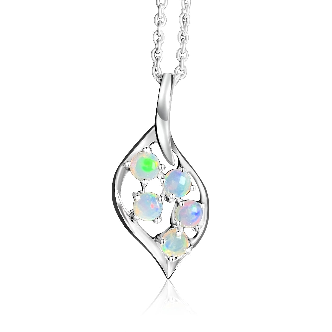 Sterling Silver Leaf motif Opal 3mm pendant - Masterpiece Jewellery Opal & Gems Sydney Australia | Online Shop