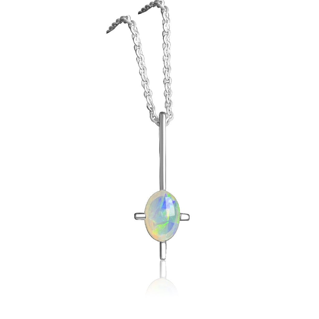 Silver drop pendant design 7x5mm White Opal - Masterpiece Jewellery Opal & Gems Sydney Australia | Online Shop