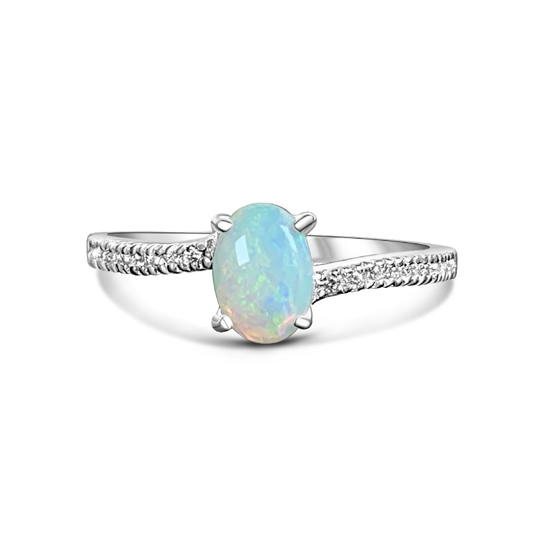 Sterling Silver 7x5mm Light Opal cz ring - Masterpiece Jewellery Opal & Gems Sydney Australia | Online Shop