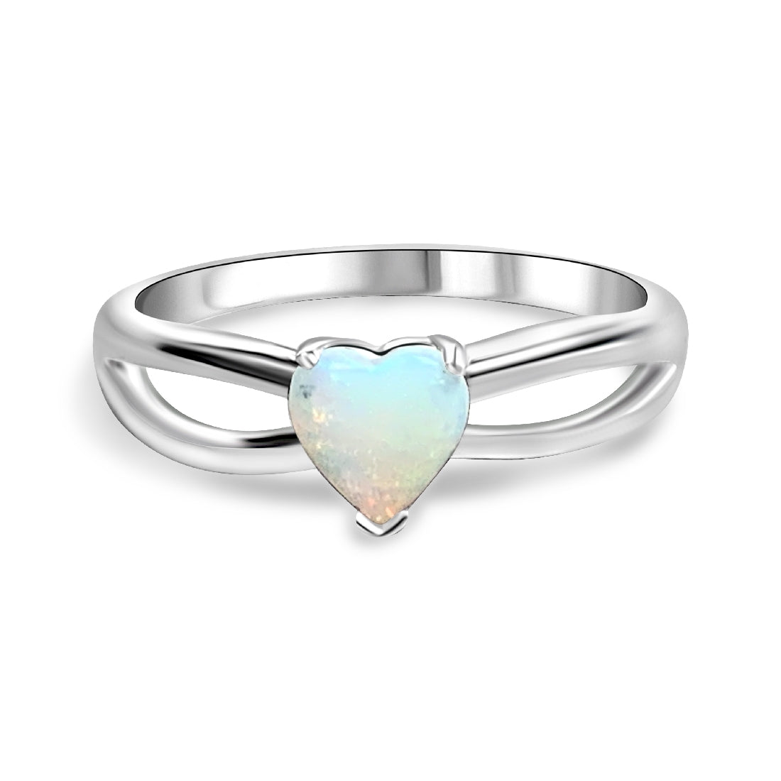 Sterling Silver Heart shape solitaire 6mm ring - Masterpiece Jewellery Opal & Gems Sydney Australia | Online Shop