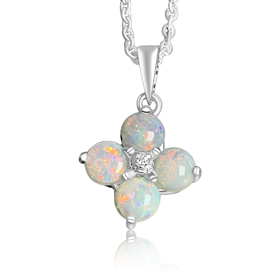 Sterling Silver flower round Opal design pendant 3.5mm - Masterpiece Jewellery Opal & Gems Sydney Australia | Online Shop