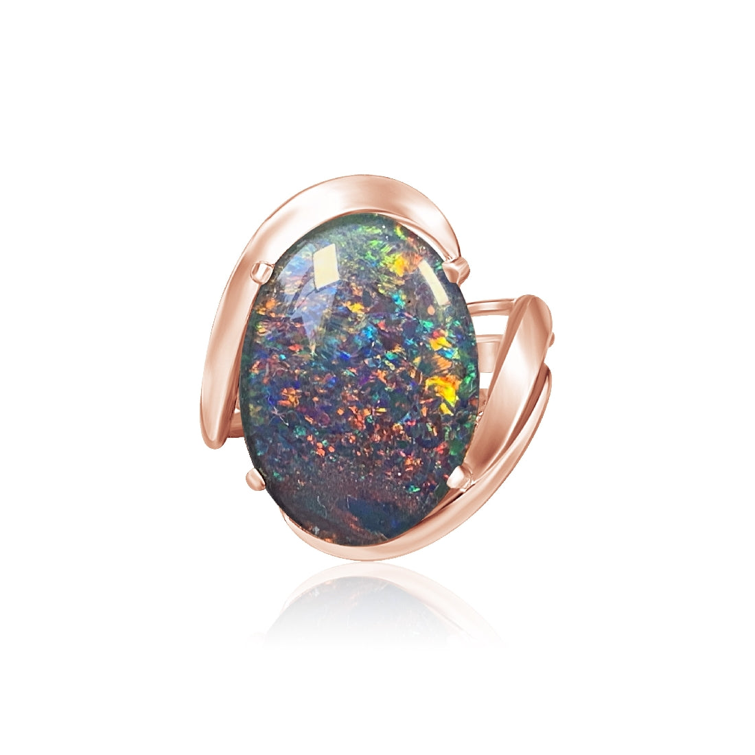 Rose Gold plated Silver 18x13mm Opal triplet ring - Masterpiece Jewellery Opal & Gems Sydney Australia | Online Shop