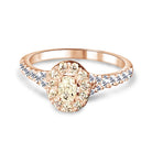 Platinum and 18kt Rose Gold cluster halo design ring with Pink and White Diamonds - Masterpiece Jewellery Opal & Gems Sydney Australia | Online Shop