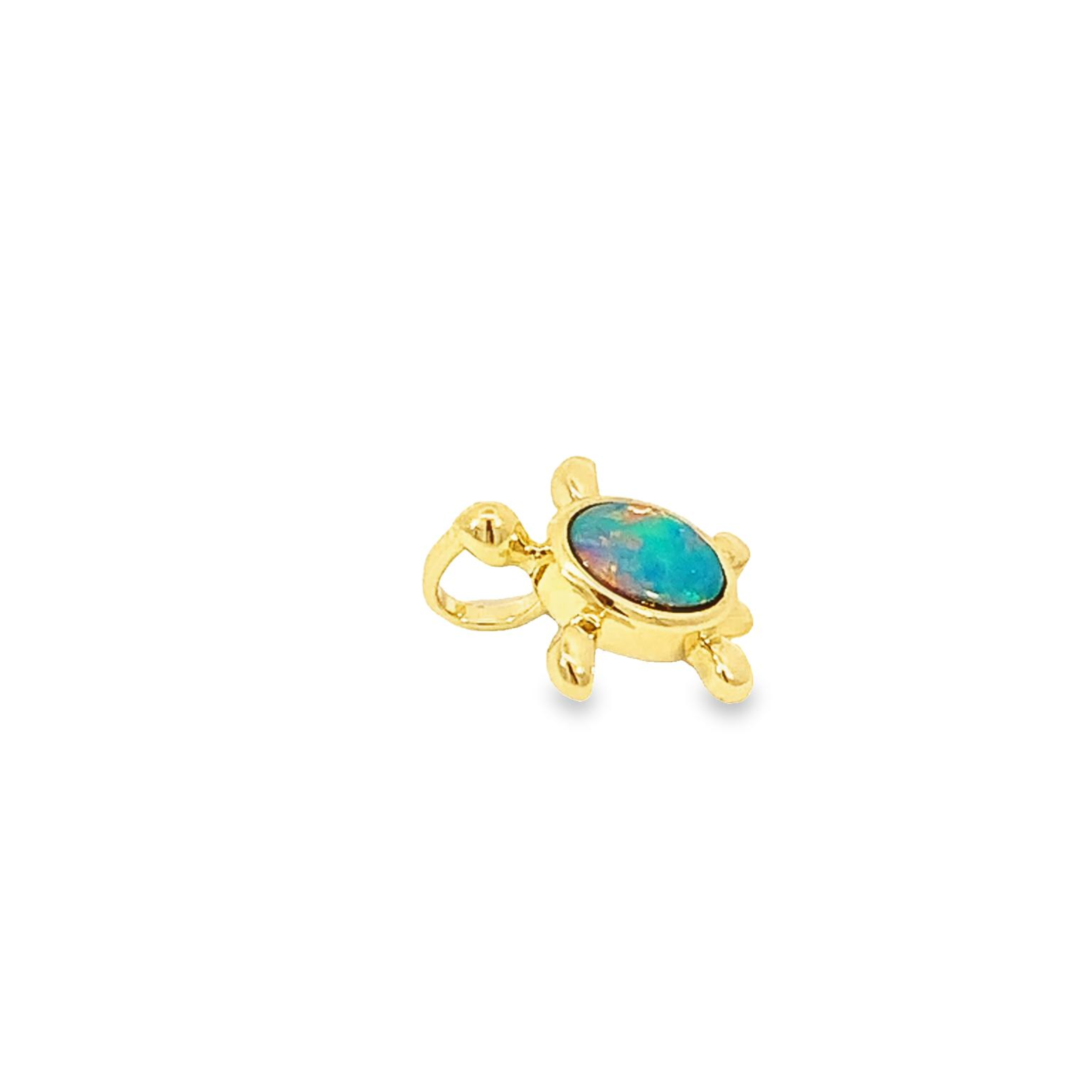 14kt Yellow Gold Turtle shape pendant set with one Boulder Opal 0.74ct - Masterpiece Jewellery Opal & Gems Sydney Australia | Online Shop