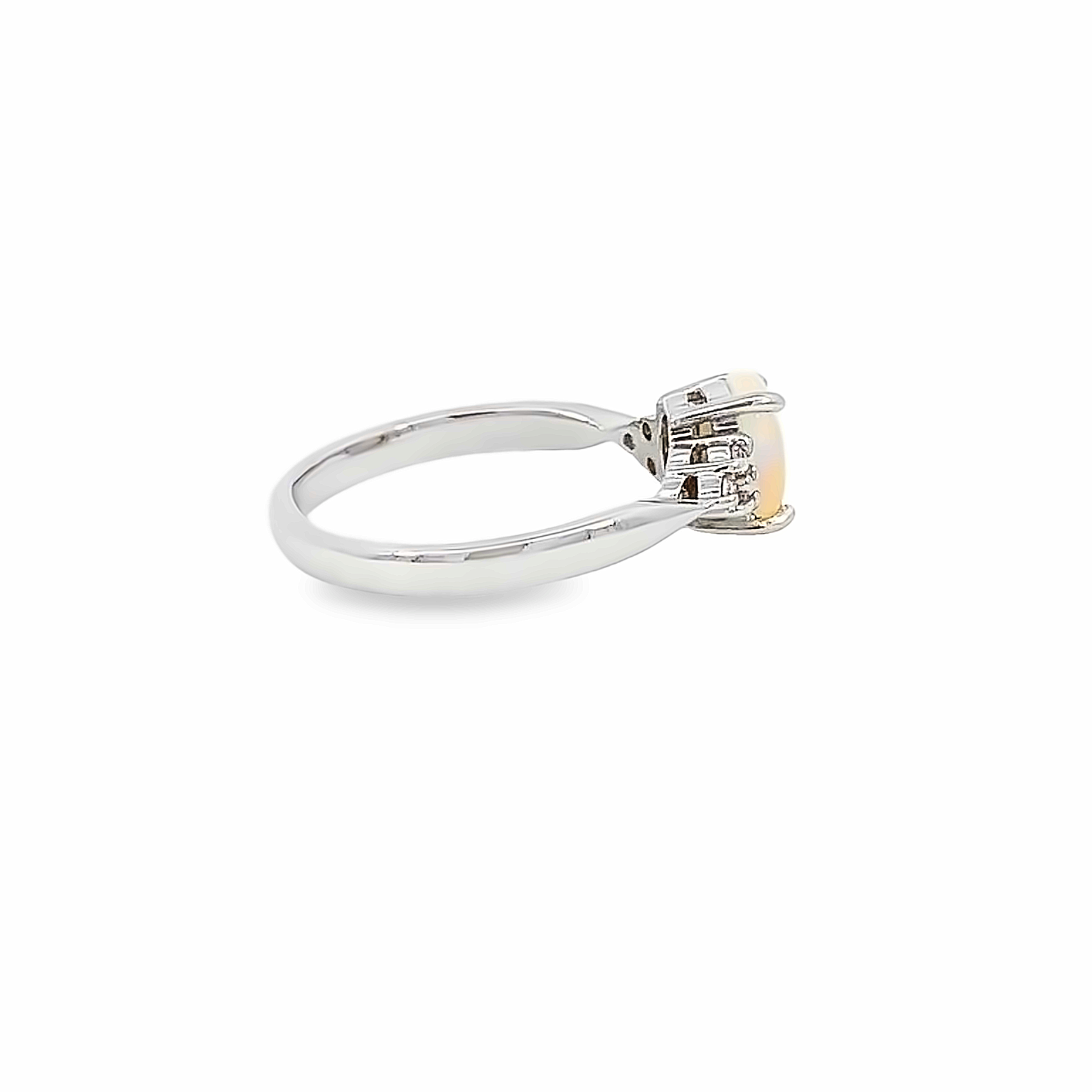 Platinum Crystal Opal engagament ring with Light Pink Diamonds - Masterpiece Jewellery Opal & Gems Sydney Australia | Online Shop