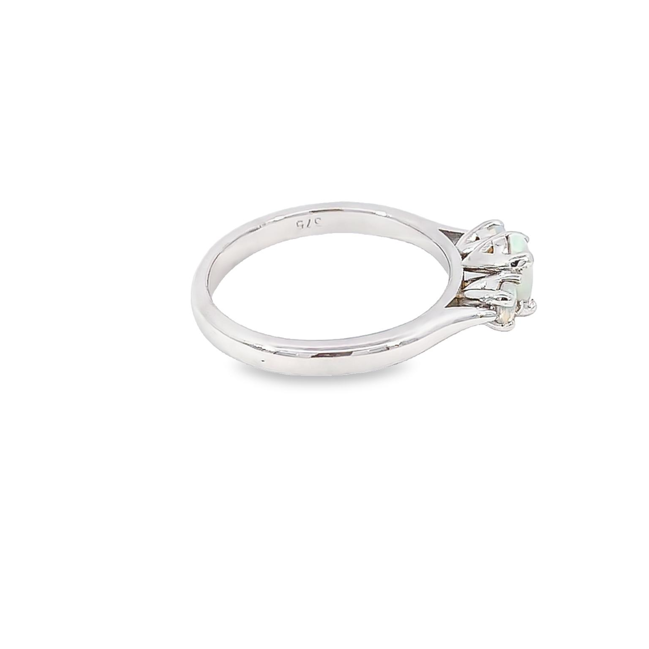9kt White Gold 3 stone trilogy Opal ring 0.43ct - Masterpiece Jewellery Opal & Gems Sydney Australia | Online Shop
