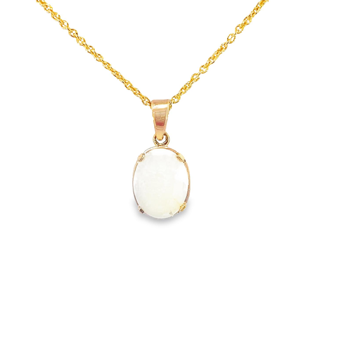 9kt Yellow Gold 9x7mm White Opal pendant - Masterpiece Jewellery Opal & Gems Sydney Australia | Online Shop