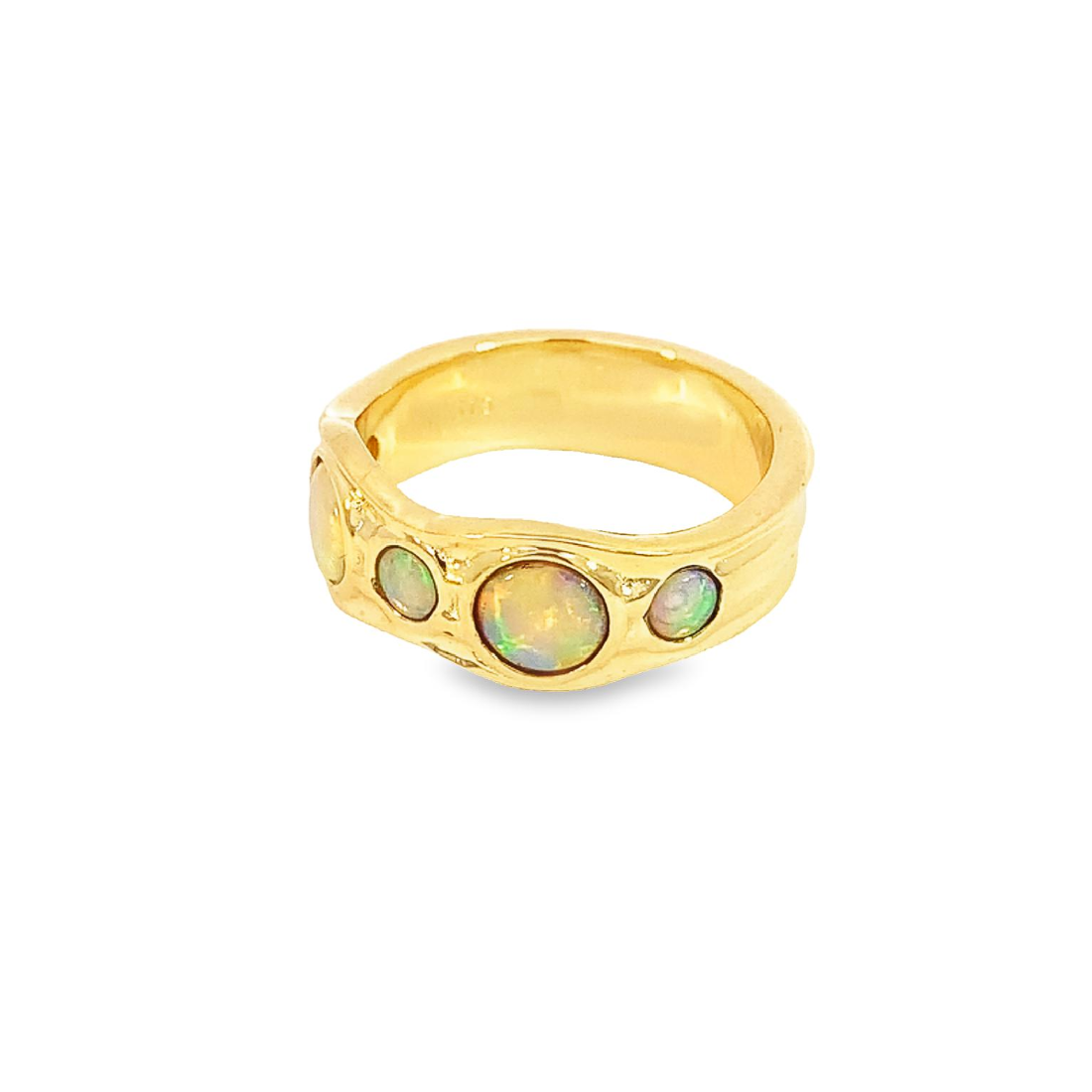 9kt Yellow Gold Crystal Opal band - Masterpiece Jewellery Opal & Gems Sydney Australia | Online Shop