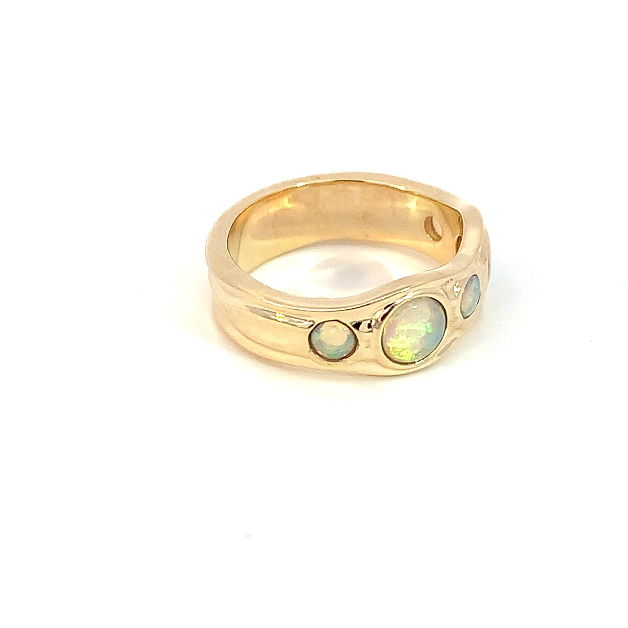 9kt Yellow Gold Crystal Opal band - Masterpiece Jewellery Opal & Gems Sydney Australia | Online Shop