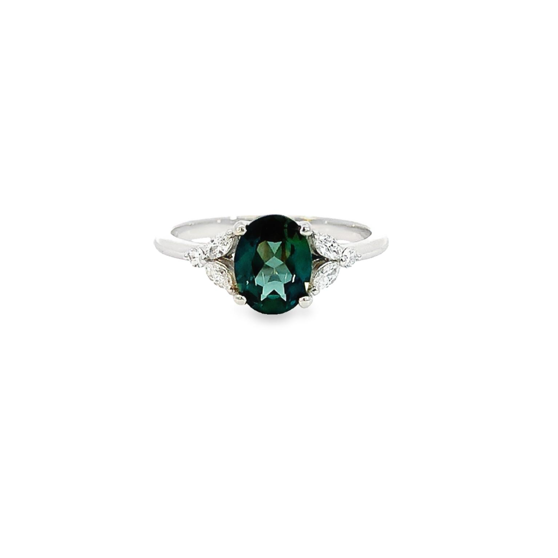 Platinum Teal Sapphire 1.43ct and Diamond ring - Masterpiece Jewellery Opal & Gems Sydney Australia | Online Shop