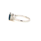 Platinum Radiant cut Teal sapphire and diamond ring - Masterpiece Jewellery Opal & Gems Sydney Australia | Online Shop