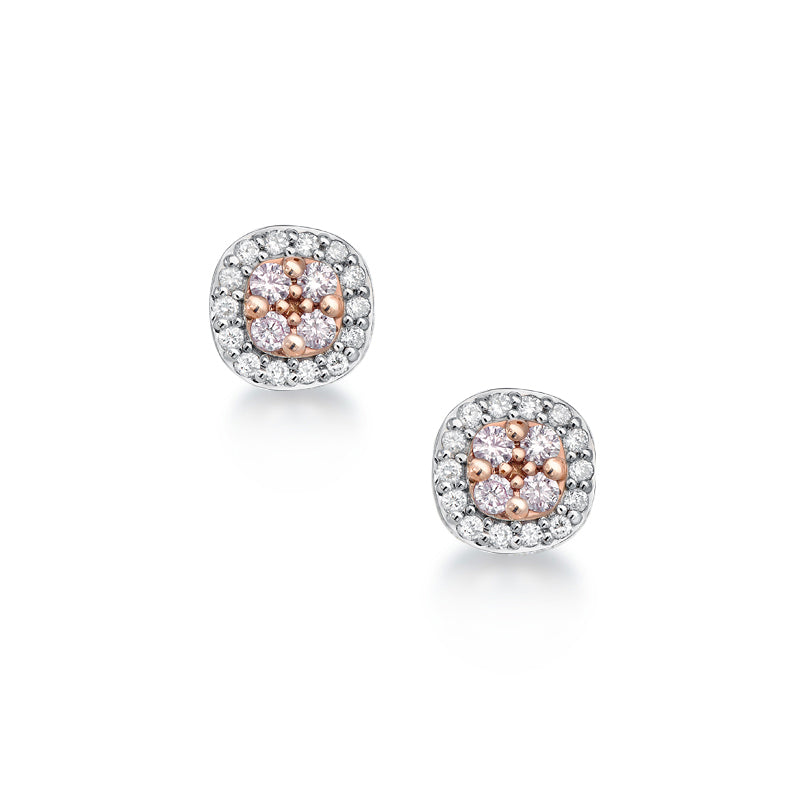 18kt White and Rose Gold cluster studs with pink diamonds - Masterpiece Jewellery Opal & Gems Sydney Australia | Online Shop