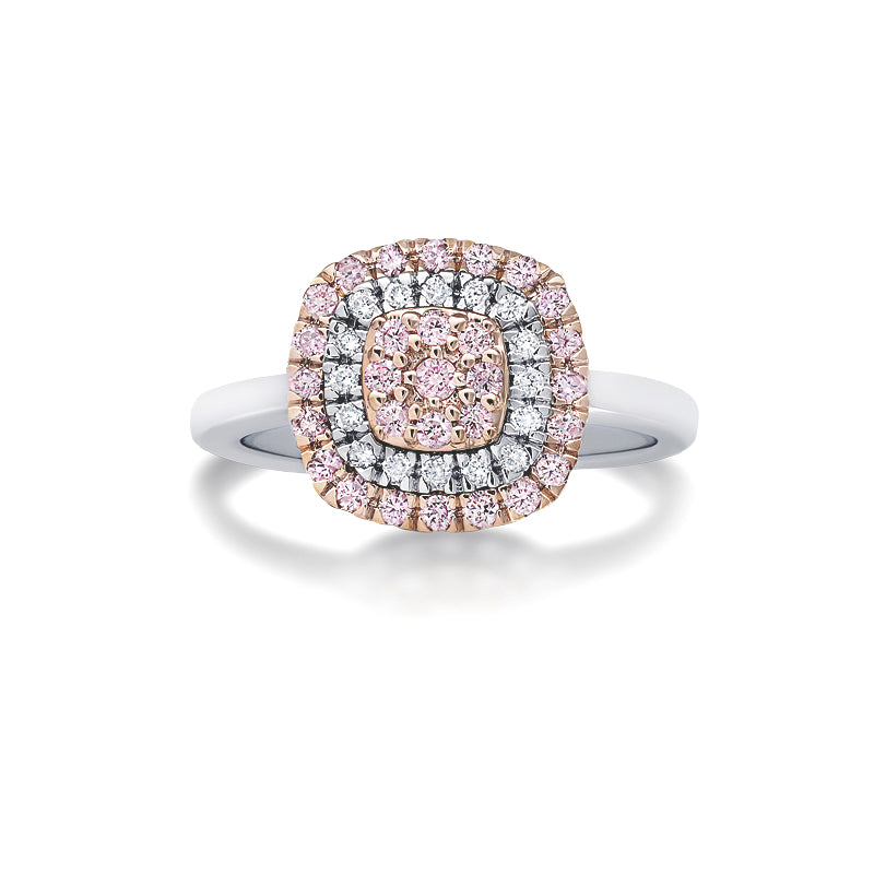 18kt White and Rose Gold Cushion cut Pink and White Diamond ring - Masterpiece Jewellery Opal & Gems Sydney Australia | Online Shop