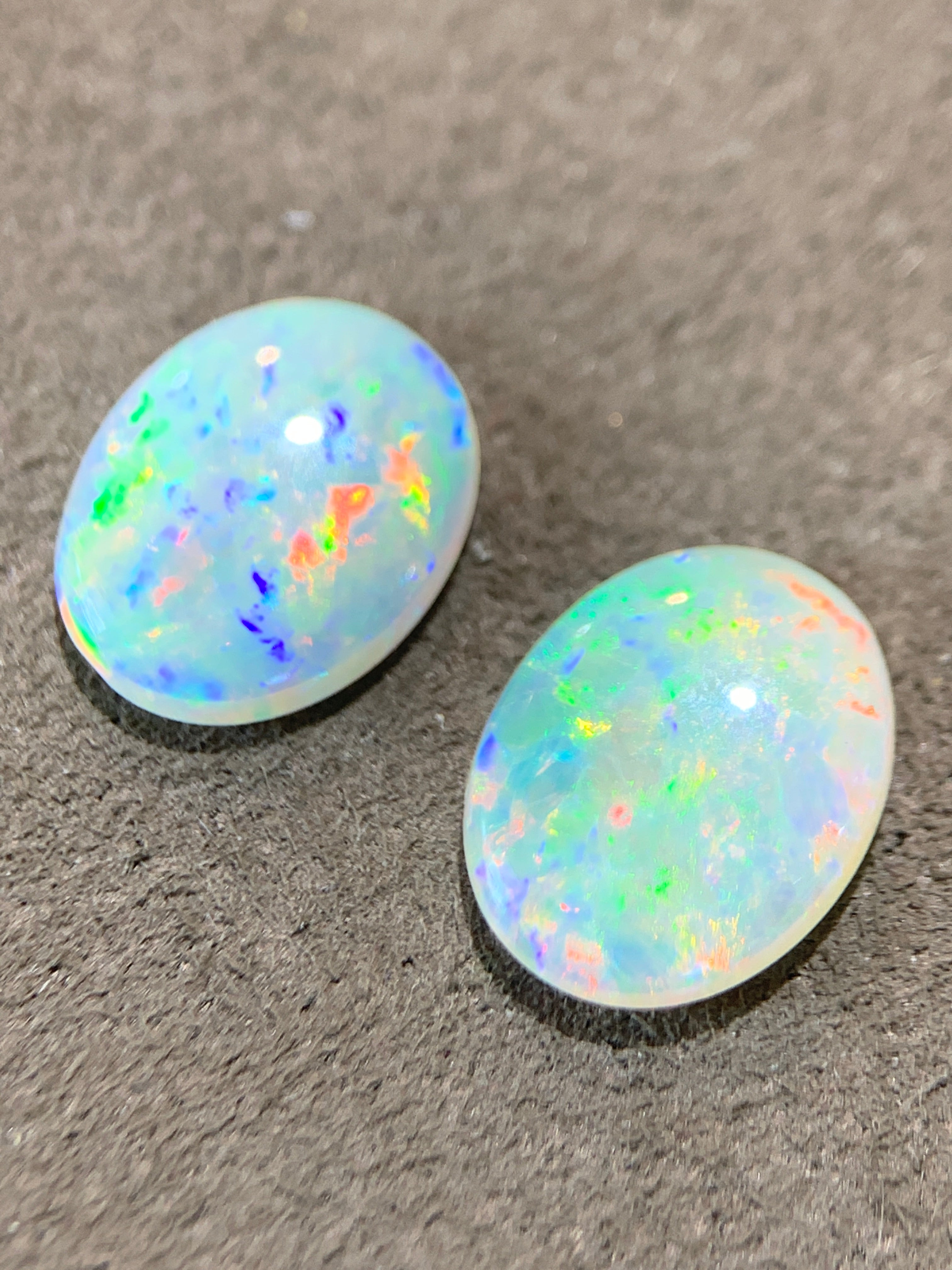 Pair of 3.3ct White Fire Opals - Masterpiece Jewellery Opal & Gems Sydney Australia | Online Shop