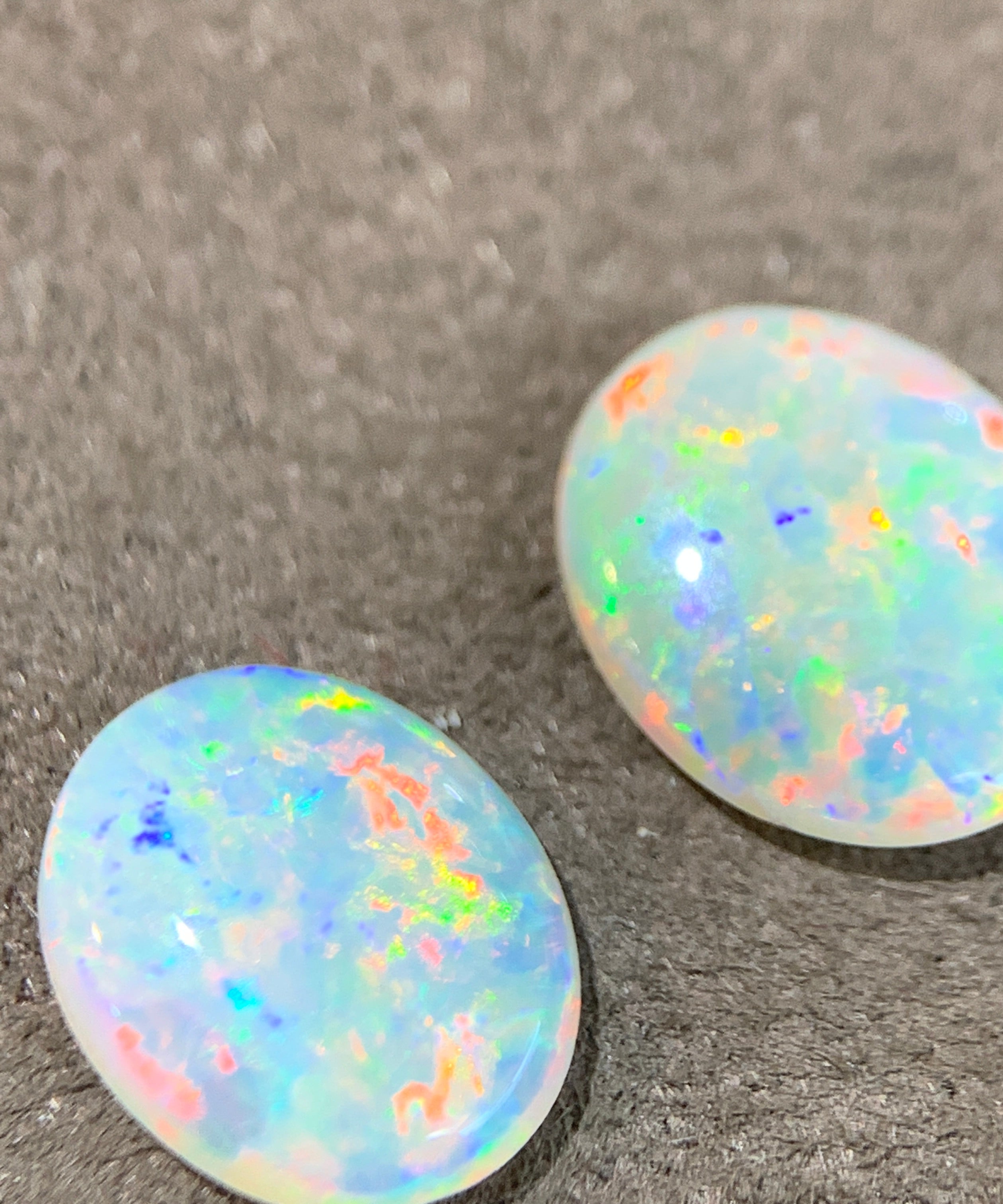 Pair of 3.3ct White Fire Opals - Masterpiece Jewellery Opal & Gems Sydney Australia | Online Shop