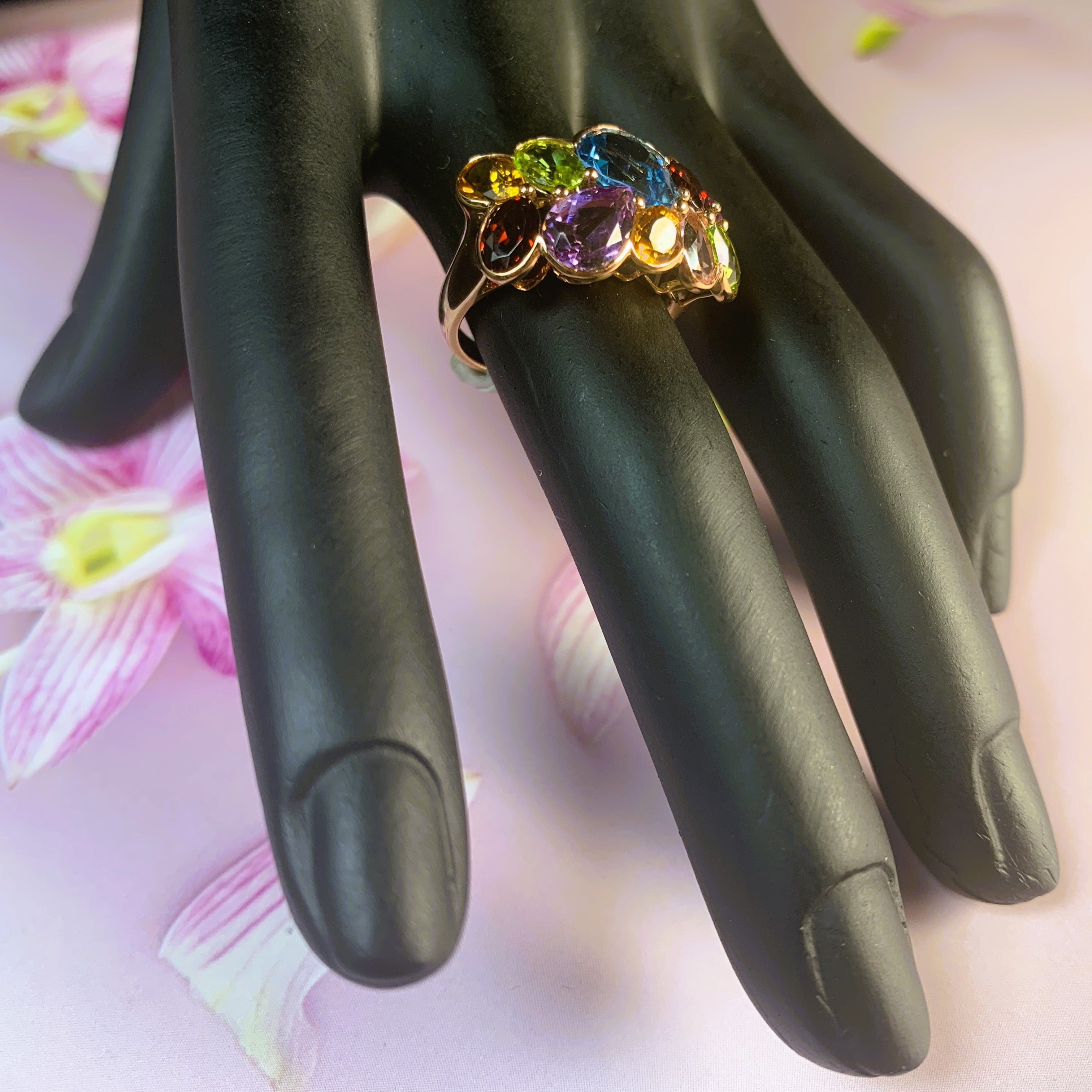 18kt Rose Gold Multi colour Gem dress ring - Masterpiece Jewellery Opal & Gems Sydney Australia | Online Shop
