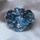 18kt White Gold cluster Blue Topaz, Iolite and Diamond ring - Masterpiece Jewellery Opal & Gems Sydney Australia | Online Shop