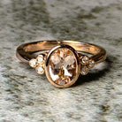 9kt Rose Gold Morganite and Diamond bezel set ring - Masterpiece Jewellery Opal & Gems Sydney Australia | Online Shop