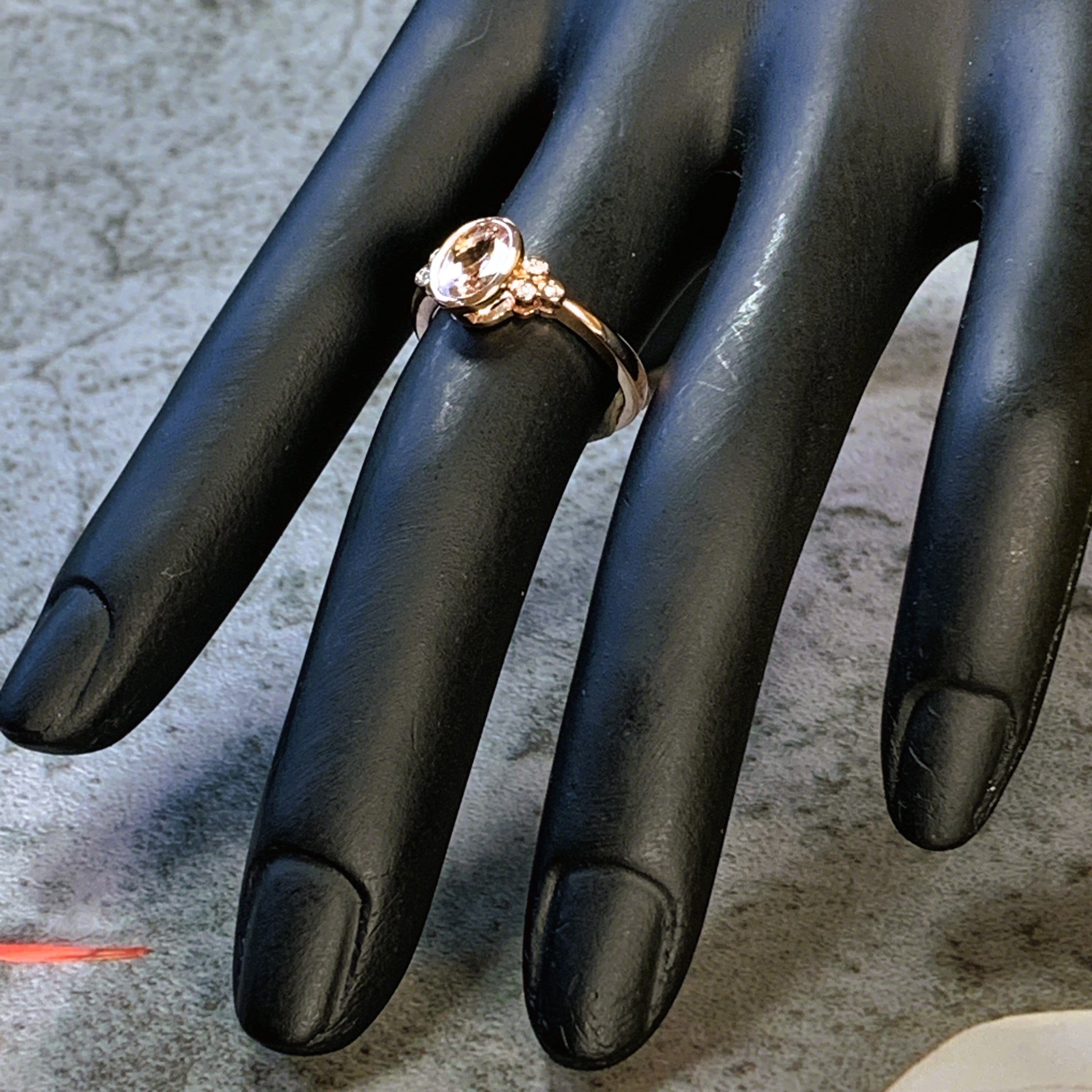 9kt Rose Gold Morganite and Diamond bezel set ring - Masterpiece Jewellery Opal & Gems Sydney Australia | Online Shop