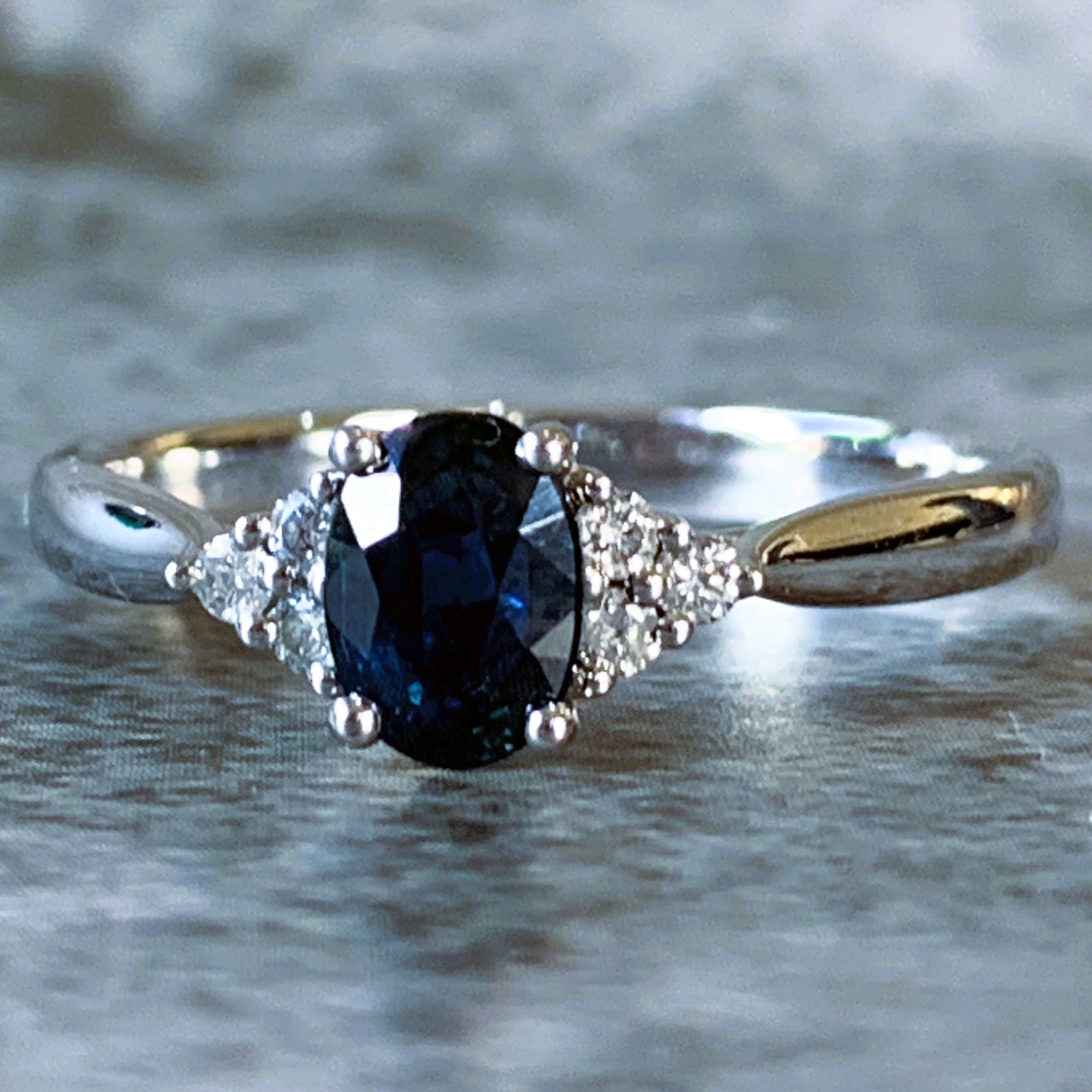 9kt White Gold Blue Sapphire 0.72ct and Diamond ring - Masterpiece Jewellery Opal & Gems Sydney Australia | Online Shop