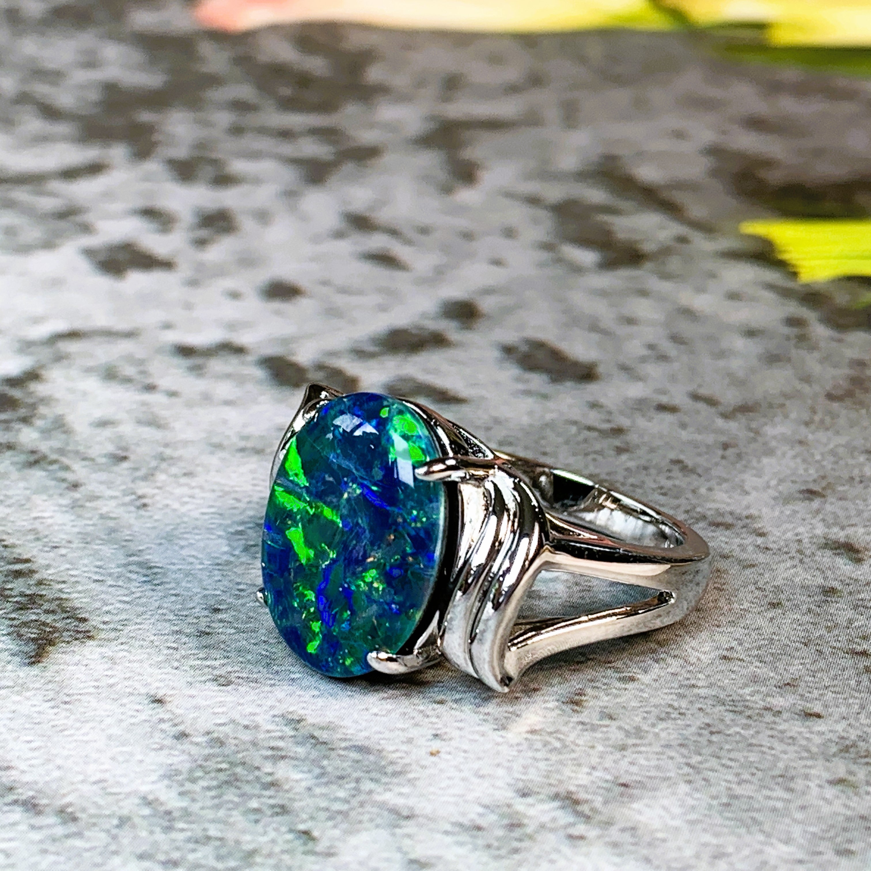 Sterling Silver 16x12mm Opal triplet ring - Masterpiece Jewellery Opal & Gems Sydney Australia | Online Shop