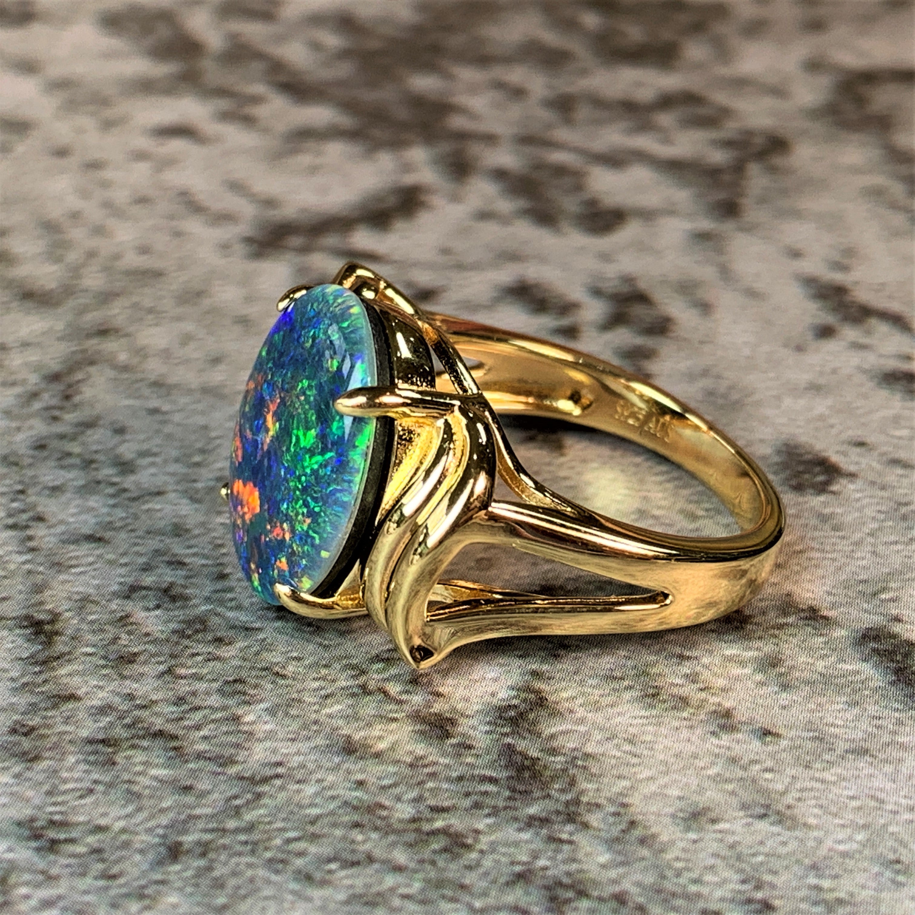 Gold Plated Sterling Silver 16x12mm Opal triplet ring - Masterpiece Jewellery Opal & Gems Sydney Australia | Online Shop