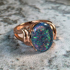 Rose Gold Plated Sterling Silver 16x12mm Opal triplet ring - Masterpiece Jewellery Opal & Gems Sydney Australia | Online Shop