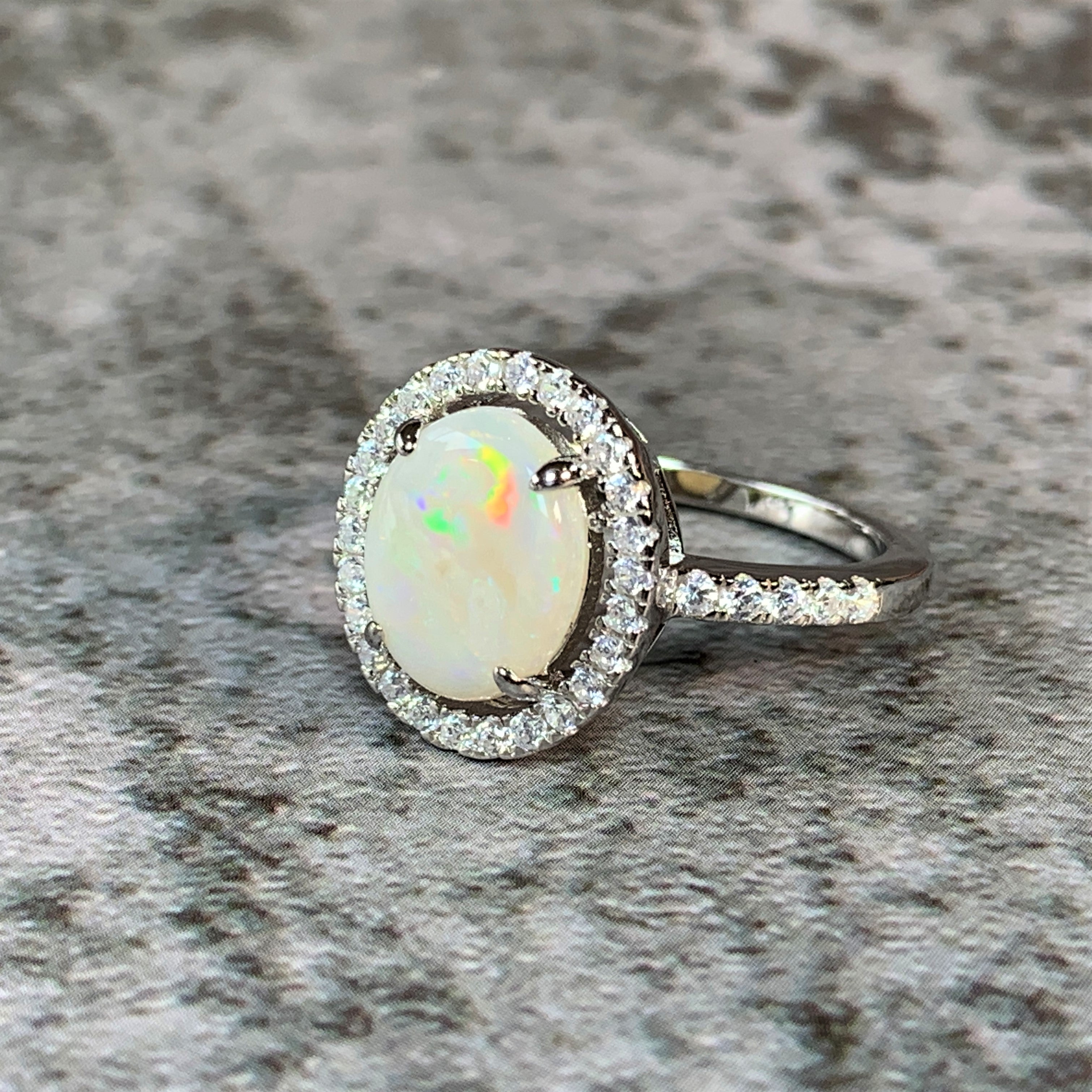 Sterling Silver 10x8mm halo cluster ring - Masterpiece Jewellery Opal & Gems Sydney Australia | Online Shop