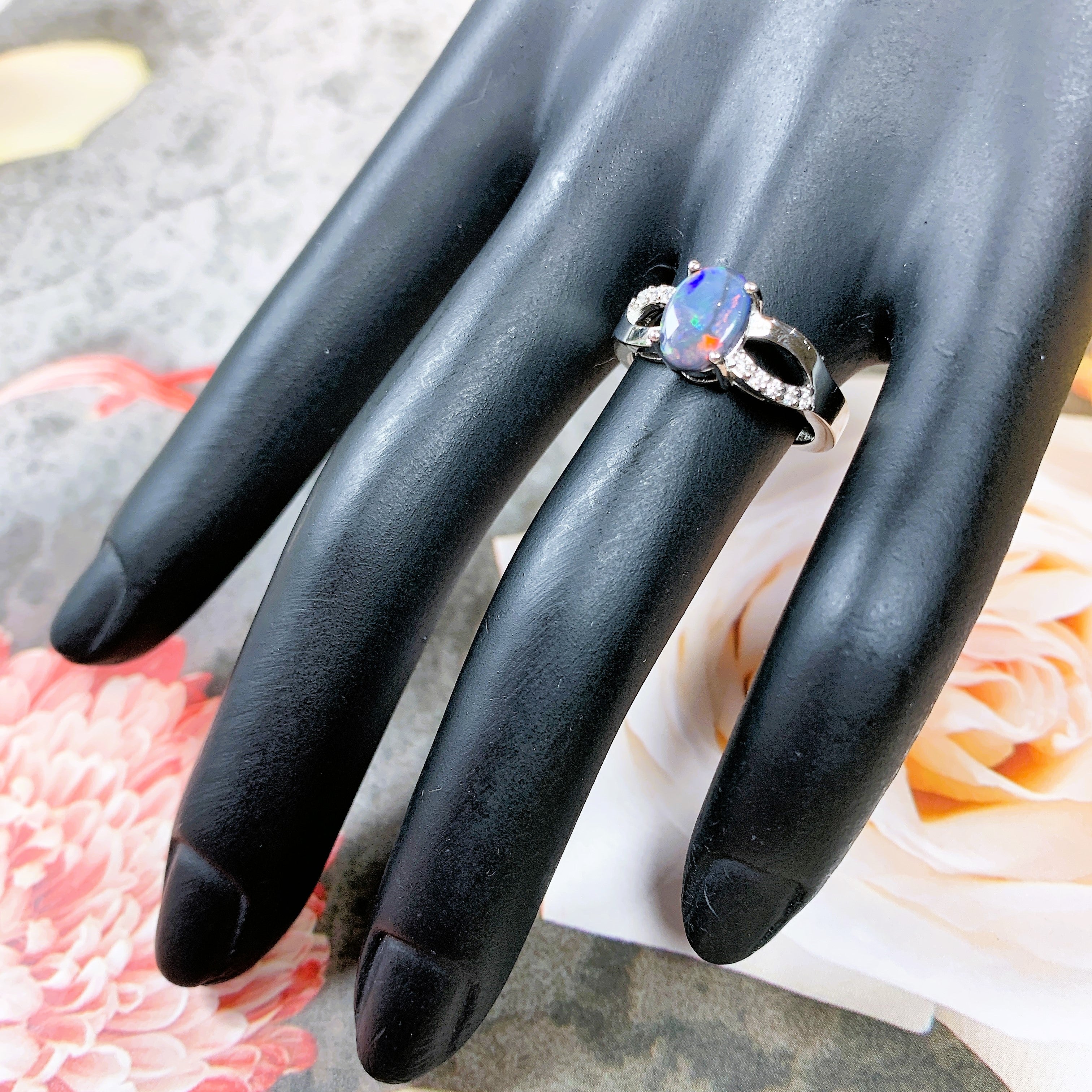 Platinum 1.02ct Black Fire Opal and Diamond ring - Masterpiece Jewellery Opal & Gems Sydney Australia | Online Shop