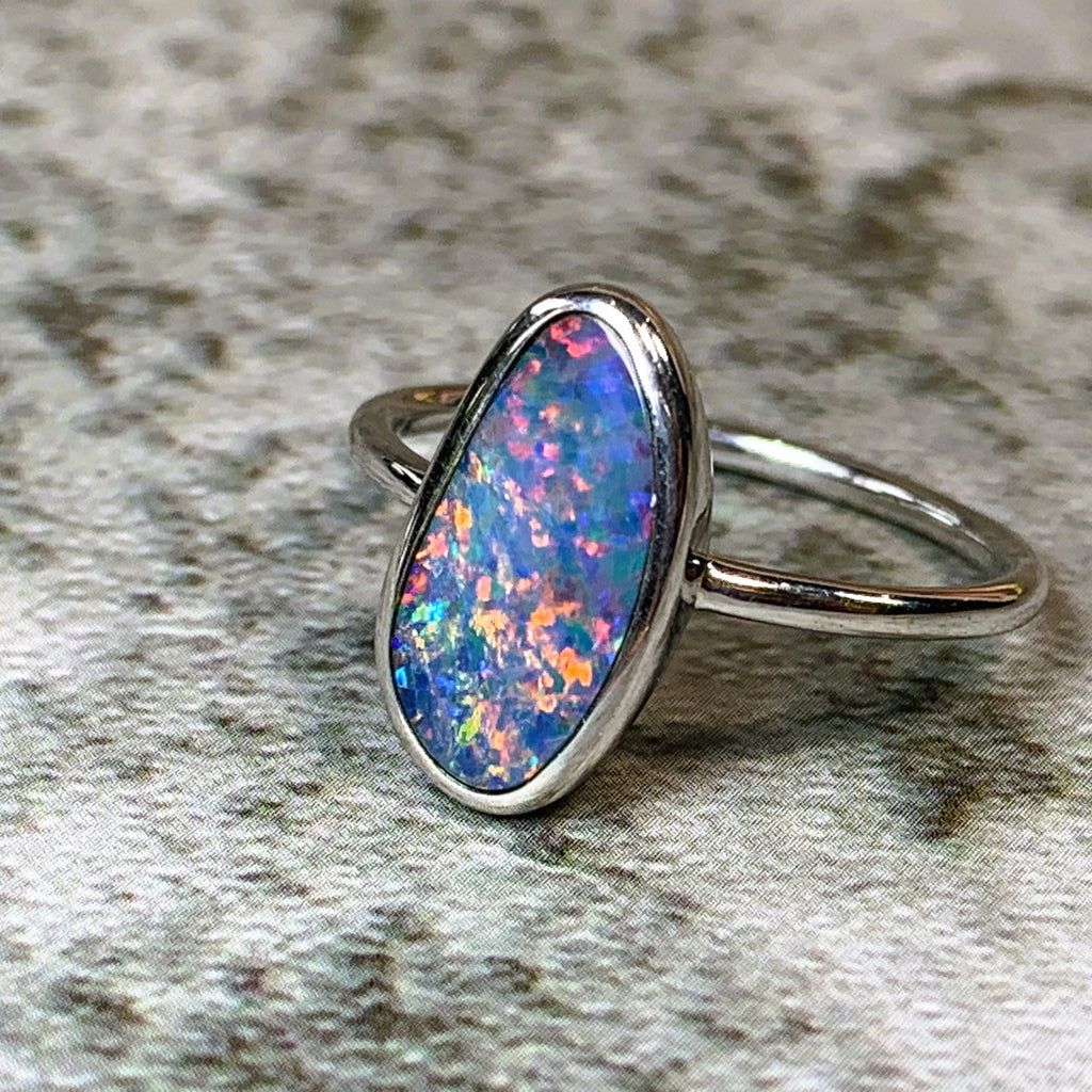 Sterling Silver Opal 14x8mm doublet ring - Masterpiece Jewellery Opal & Gems Sydney Australia | Online Shop