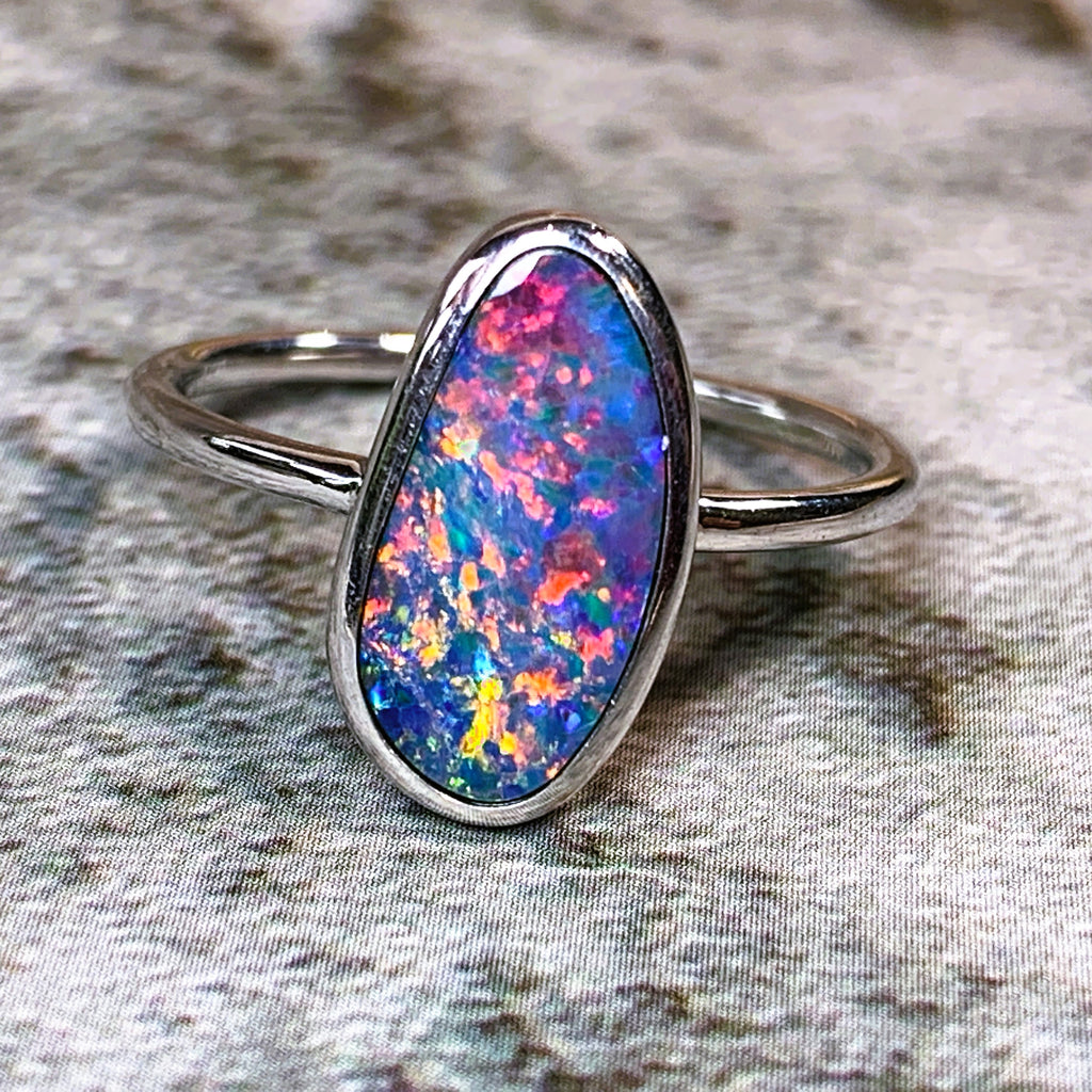 Sterling Silver Opal 14x8mm doublet ring - Masterpiece Jewellery Opal & Gems Sydney Australia | Online Shop