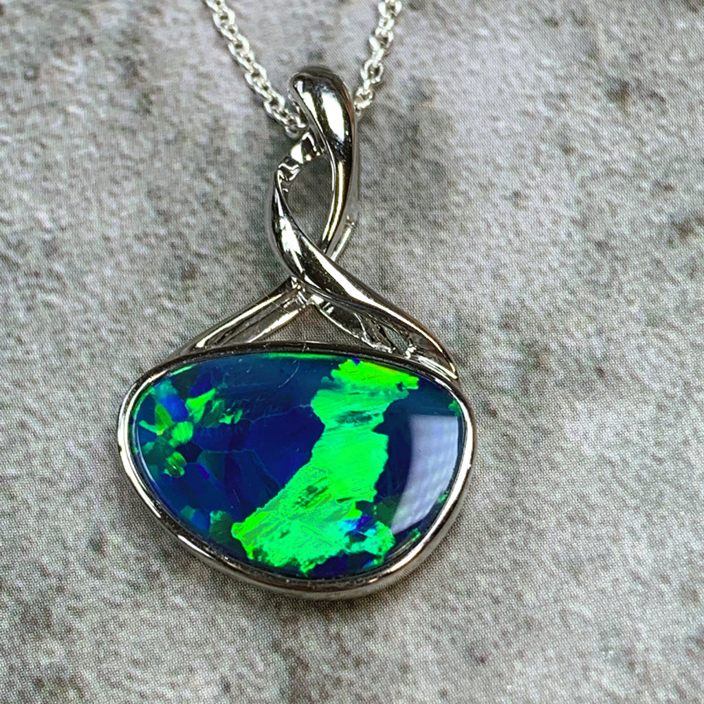 14kt White Gold 4.18ct Opal pendant - Masterpiece Jewellery Opal & Gems Sydney Australia | Online Shop