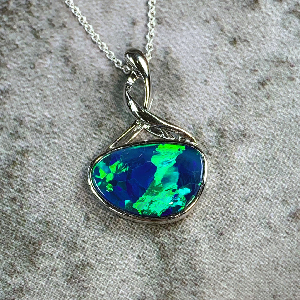 14kt White Gold 4.18ct Opal pendant - Masterpiece Jewellery Opal & Gems Sydney Australia | Online Shop