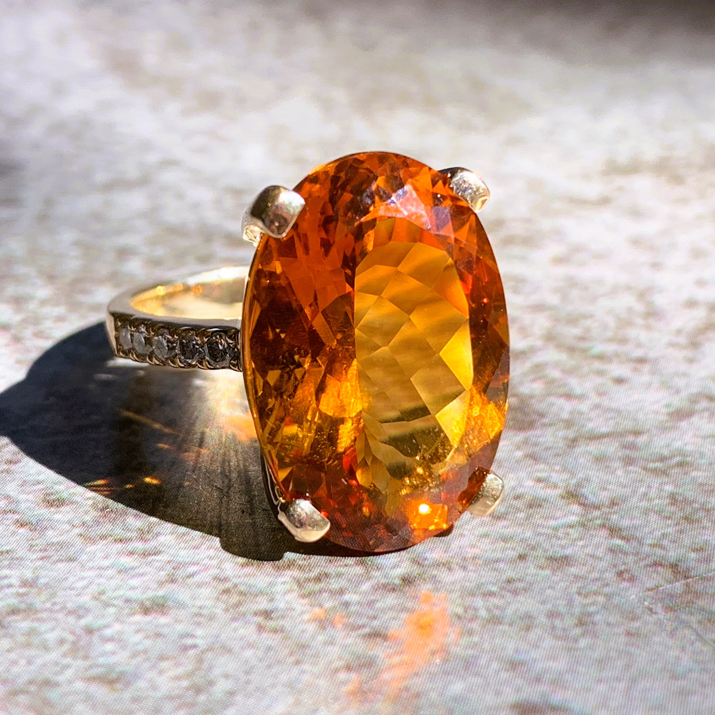 9kt Yellow Gold 11.87ct Citrine and Diamond ring - Masterpiece Jewellery Opal & Gems Sydney Australia | Online Shop
