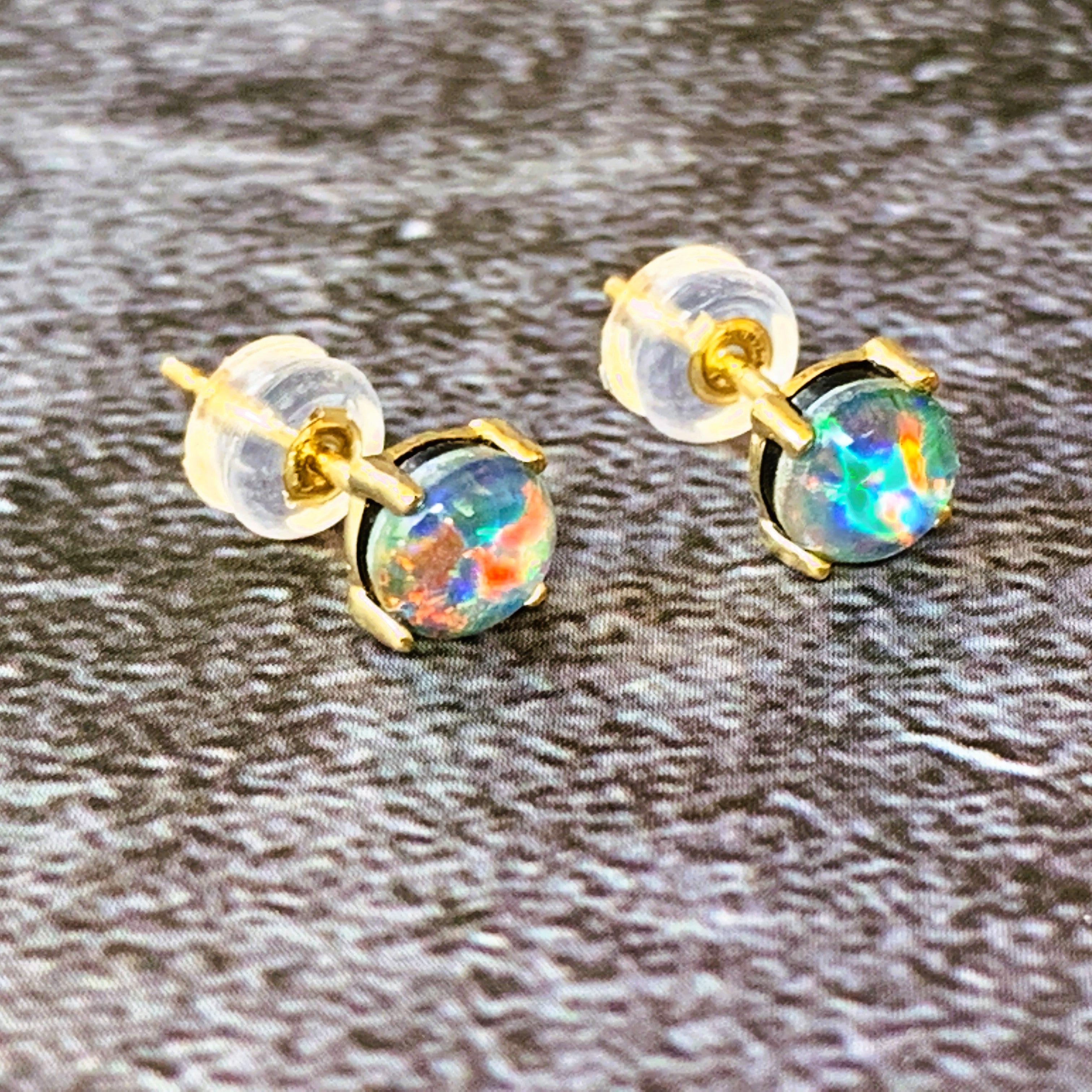9kt Yellow Gold Opal triplet 5mm studs - Masterpiece Jewellery Opal & Gems Sydney Australia | Online Shop