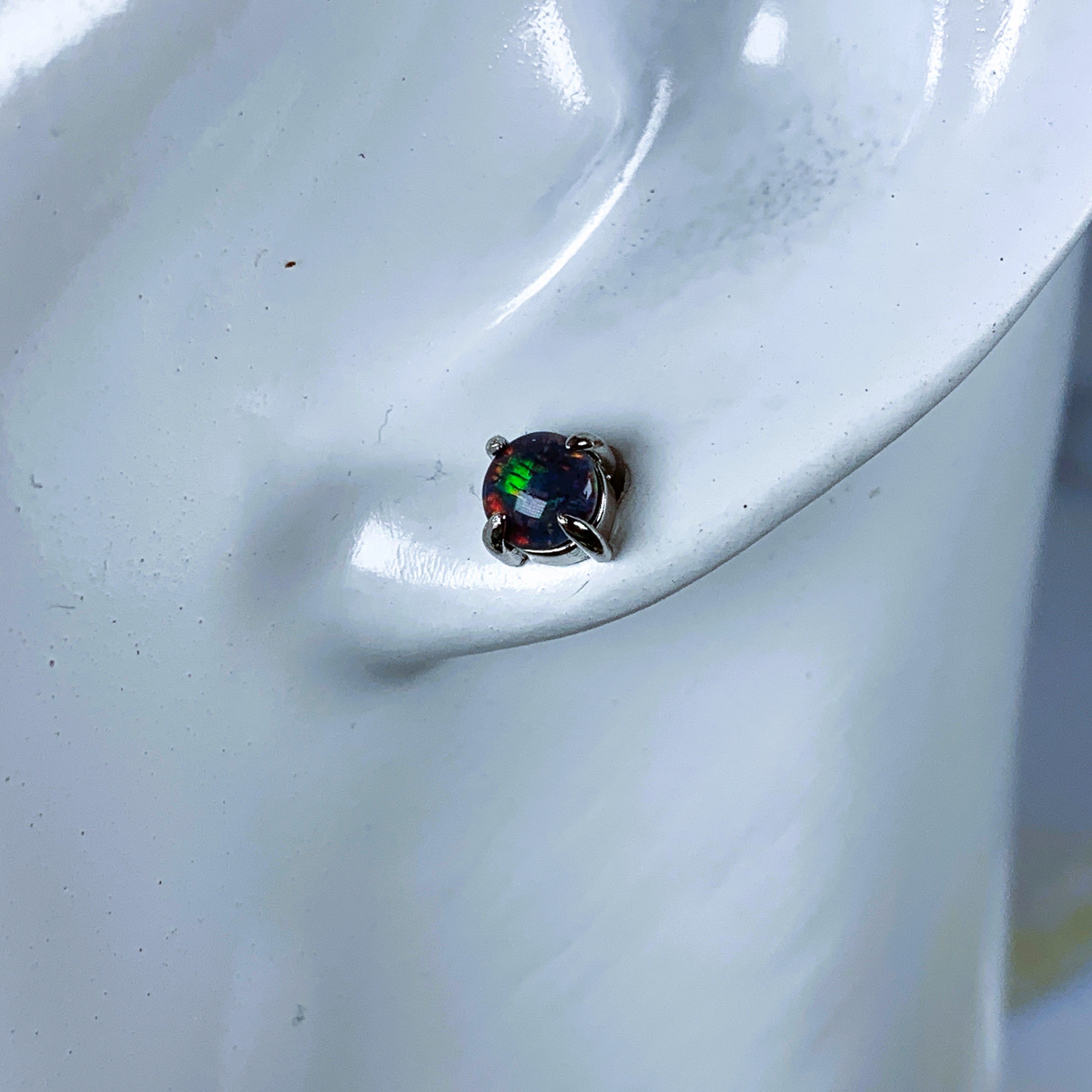 Sterling silver 5mm round Opal triplet claw studs - Masterpiece Jewellery Opal & Gems Sydney Australia | Online Shop