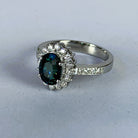 Platinum Teal sapphire 2.07ct and Diamond cluster ring - Masterpiece Jewellery Opal & Gems Sydney Australia | Online Shop